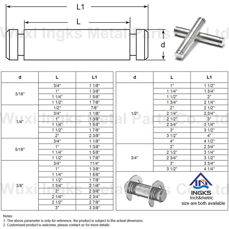 Double Grooved Lock Pin M3 Stainless Steel Cylindrical Body Clevis Pins