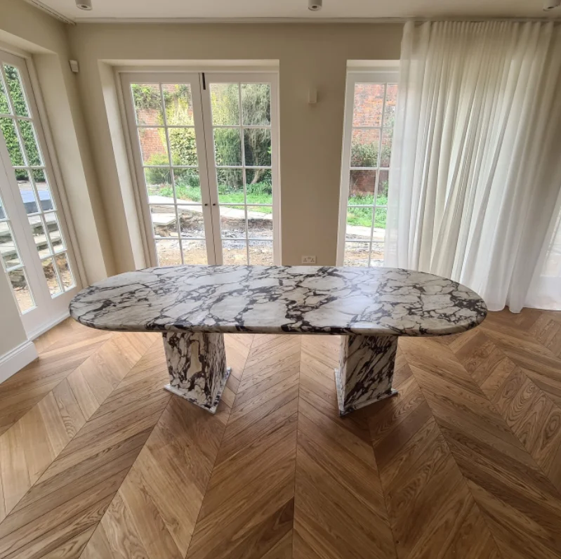 Honed Calacatta Viola Marble Desk Family European Style