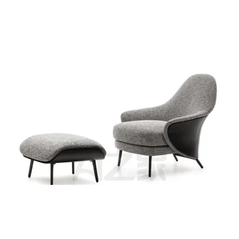 SHANGHONG Modern designer reclining chair relaxing velvet fabric living room leisure armchair high back lounge chair