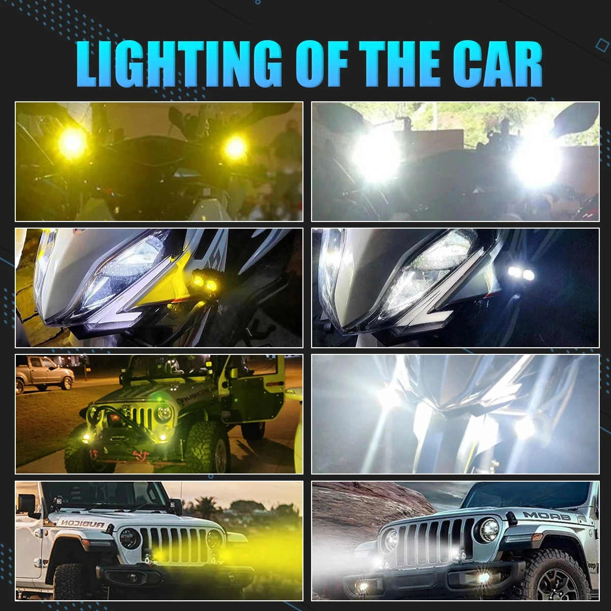 BAOBAO BB1503 Mini Driving Lens Led Dual Colour Auxiliary Fog Projector Lights Bike Motorbike Headlights for Motorcycle
