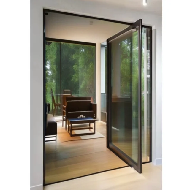 New Design European luxury front pivot doors aluminum metal entrance door for houses villa main gate