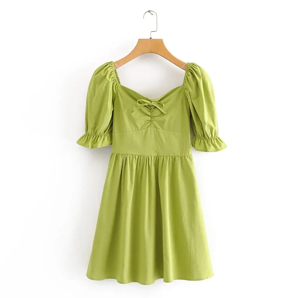Candy Green Color Cute Style Short ...