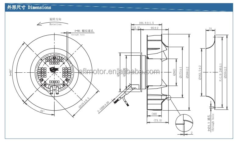 Supported Radial Fan, AFL, B3P250-EC092-020, PA66, 3-Year - detail 4