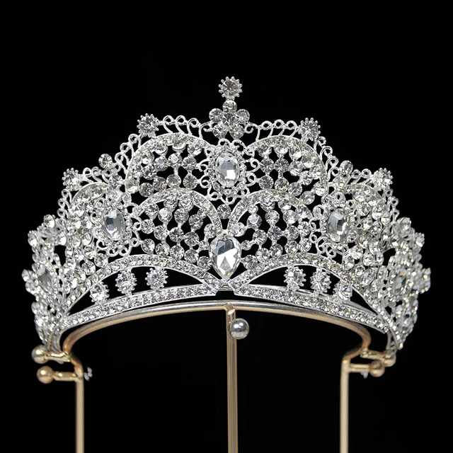 Euro-American Beauty Pageant Crown Coronas Exquisite Rhinestone Crowns For Queens Handmade Crystal Bling Bridal Head Pieces