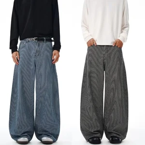 Autumn New Vintage Striped Casual Pants Men Harajuku Fashion Straight Loose Light Wash Trousers Streetwear Summer Spring