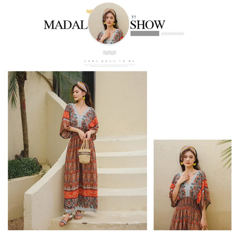 2021 Attractive soft maxi women bohemian dress summer