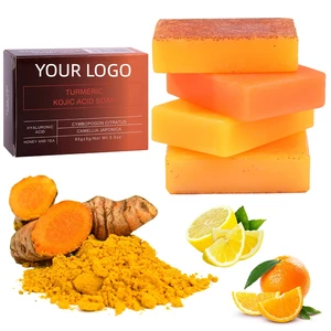 Private Label Nourishing Glowing Whitening Vitamin C Turmeric Hyaluronic Acid Face Body Kojic Acid Soap 100g