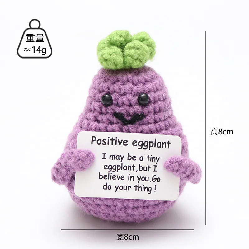 Undertake Customization Handmade Emotional Support Spoof Crochet Dolls Pickled Cucumber Potato with Positive Card Crochet Clasp