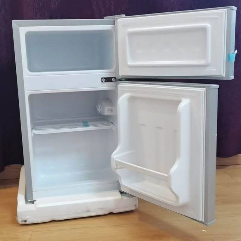 Mini Refrigerator シルバー 2段棚付き Amazon.com: WANAI Mini Fridge with Freezer Two Doors Small