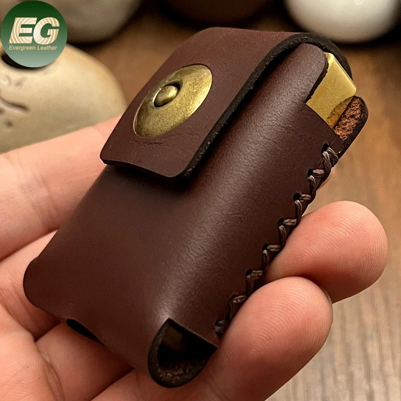 cool cigarette accessories EA593 Wholesale Custom Leather Logo Lighter Cases Cigarette Accessories All  Around Y2k Phone Cool Blank Engraving Lighter Case