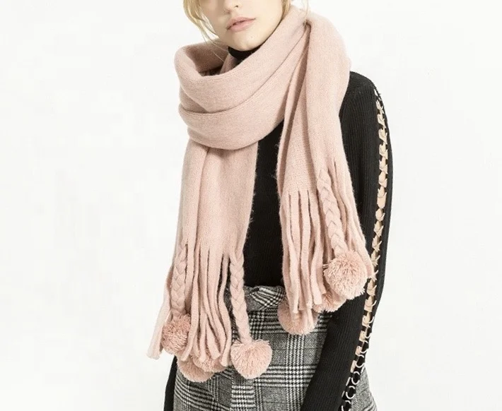 woolen stole with pom pom