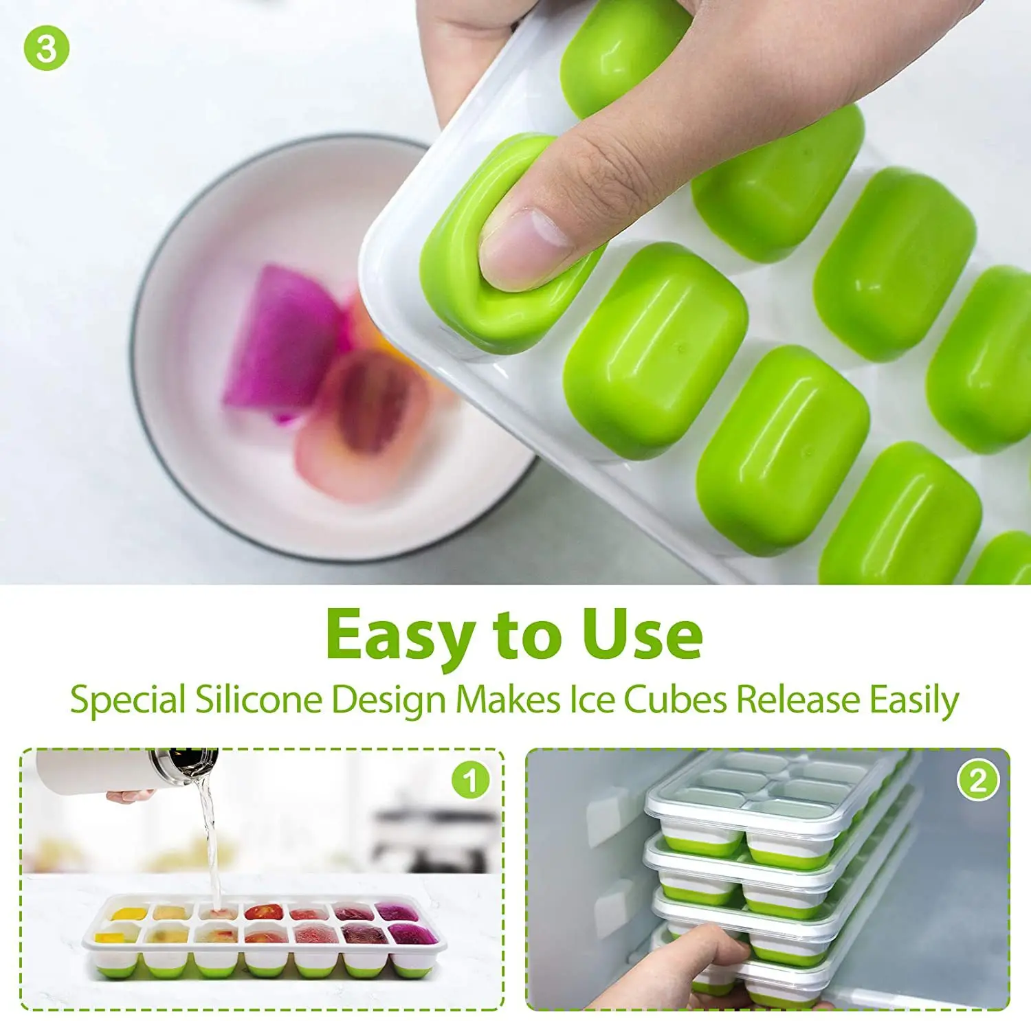 Dropping New Arrival Reusable Easyrelease Ice Tray 14cell Square Ice