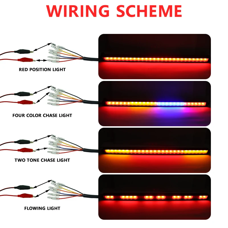 42inch Multi Color RGB Bar Warning Light Strobe 12V Led Light Bar With Turn Brake Reverse Lights