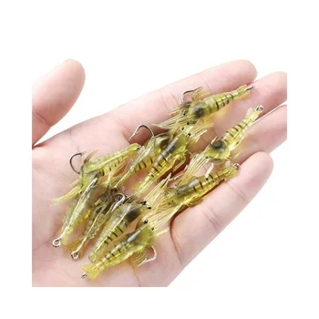 Wholesale Luminous 4cm/1g Fishing Shrimp Lures Shrimp Soft LureShrimp Soft Plastic Lure With Lead Sea Fishing