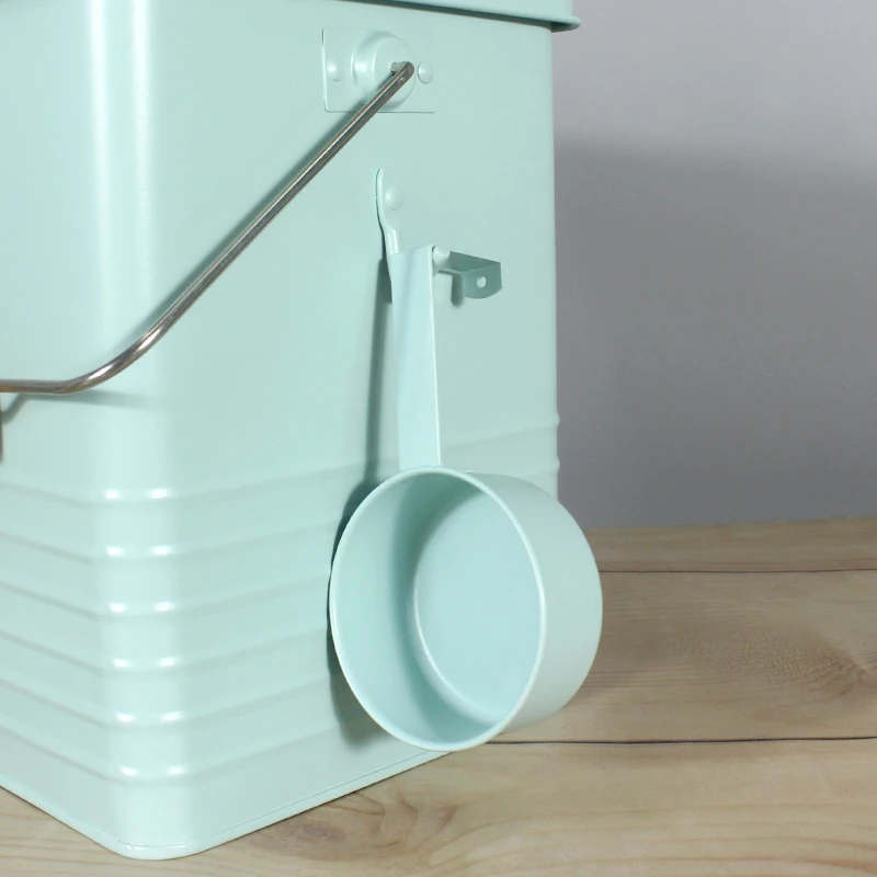 Custom Large Capacity Moisture-proof Sealed Metal Pet Food Storage Box with Scoop Dog Storage Bucket With Lid