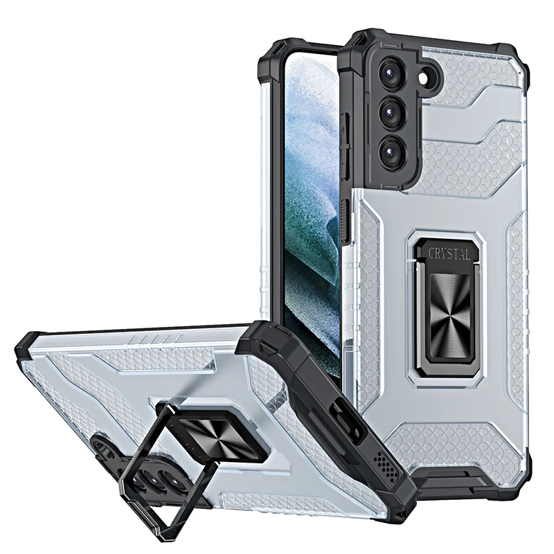 Mobile Phone Case for Samsung S20 FE Cover Luxury Transparent Shockproof Ring Kickstand Magnetic