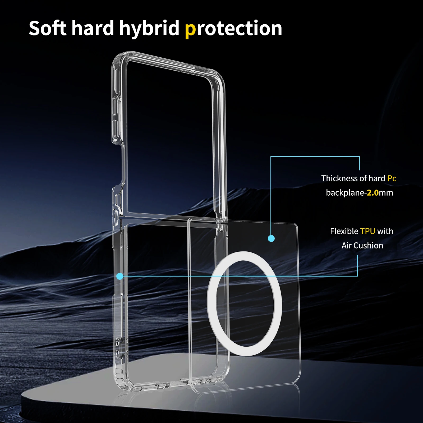 product shockproof scratch resistant transparent protective cover wireless charging clear magnetic case for samsung galaxy z flip7-6