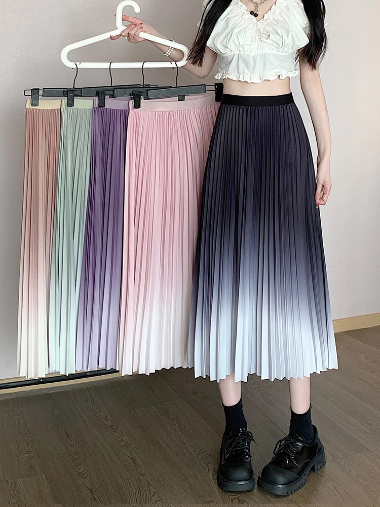Women Pleated Long Skirt Summer Wholesale High Quality Casual Print