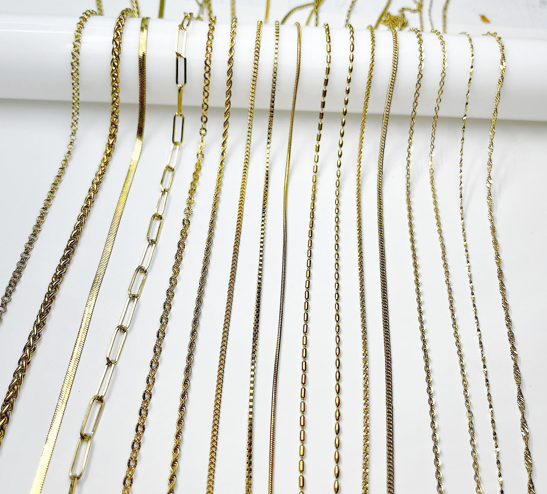 Non Tarnish No Fade Collier Women INS Stainless Steel Chain Jewelry Making PVD Gold Plated  Necklace Snake Chain Paper Clip