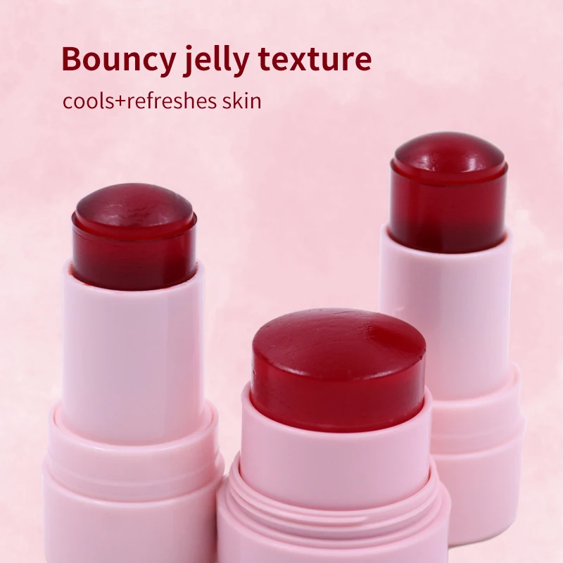 Wholesale Jelly Lip Cheek Tint Stain Face Lip Makeup Cruelty Free Private Label Cooling Bouncy Jelly Blush Stick manufacture