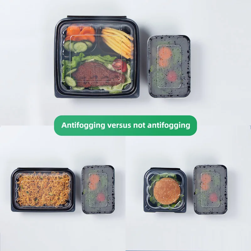 YANGRUI  Food Storage Containers with Lids 9x9 Inch 34oz With 3 Compartment Microwave Safe Hinged Take Out Containers