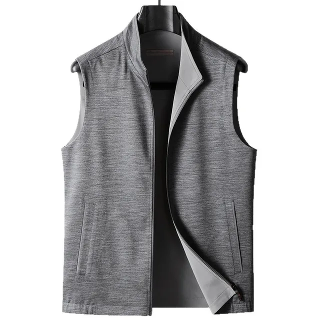 Men's 2025 Spring Autumn Casual Double-Sided Cardigan Jacket Luxury Knitted Micro-Elastic 3D Young Middle-Aged Sleeveless Vest