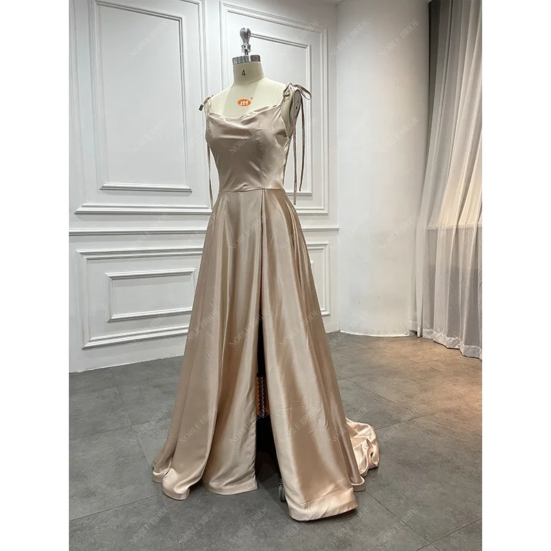 champagne elegant gold bridesmaid dresses Vneck Midi Champagne Formal Dress for Wedding Guest Champagne / L main image 0