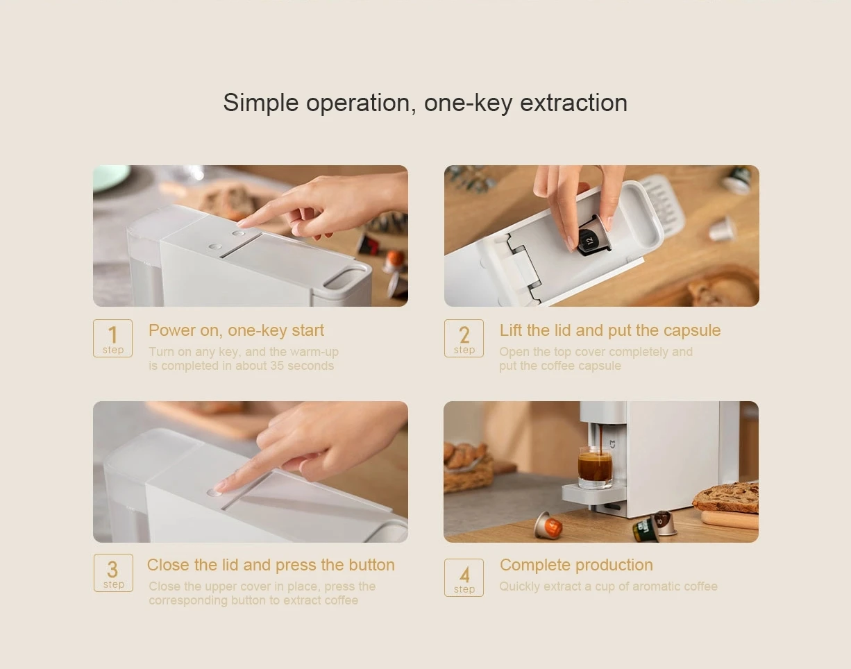 Xiaomi Mijia Coffee Machine 20bar Capsule Coffee Machine Ground