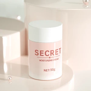 Beautiful pink 50g Straight Round Glass Jar with Matt White Matt Black Matt Gold Lid in Stock