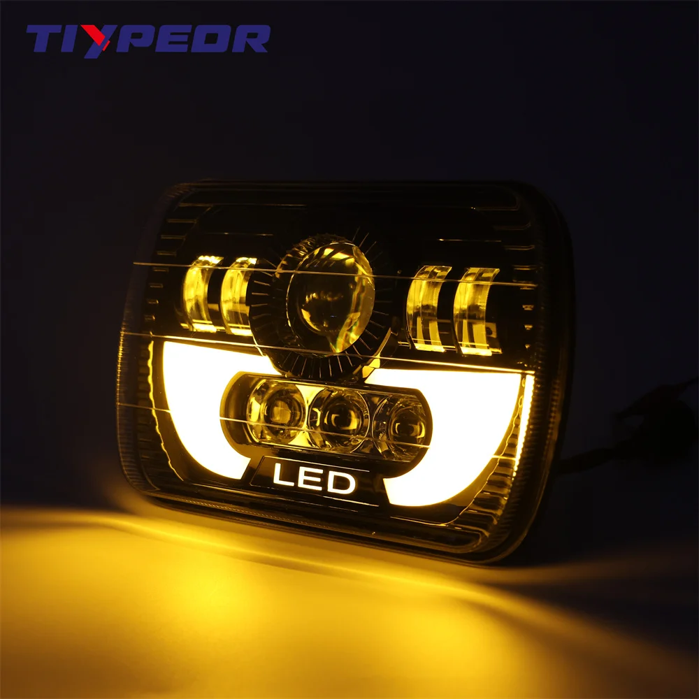 product tiypeor 7inche motorcycle car led headlight automotive square headlamp assembly waterproof h4 drl for xj yj car truck motobike-2