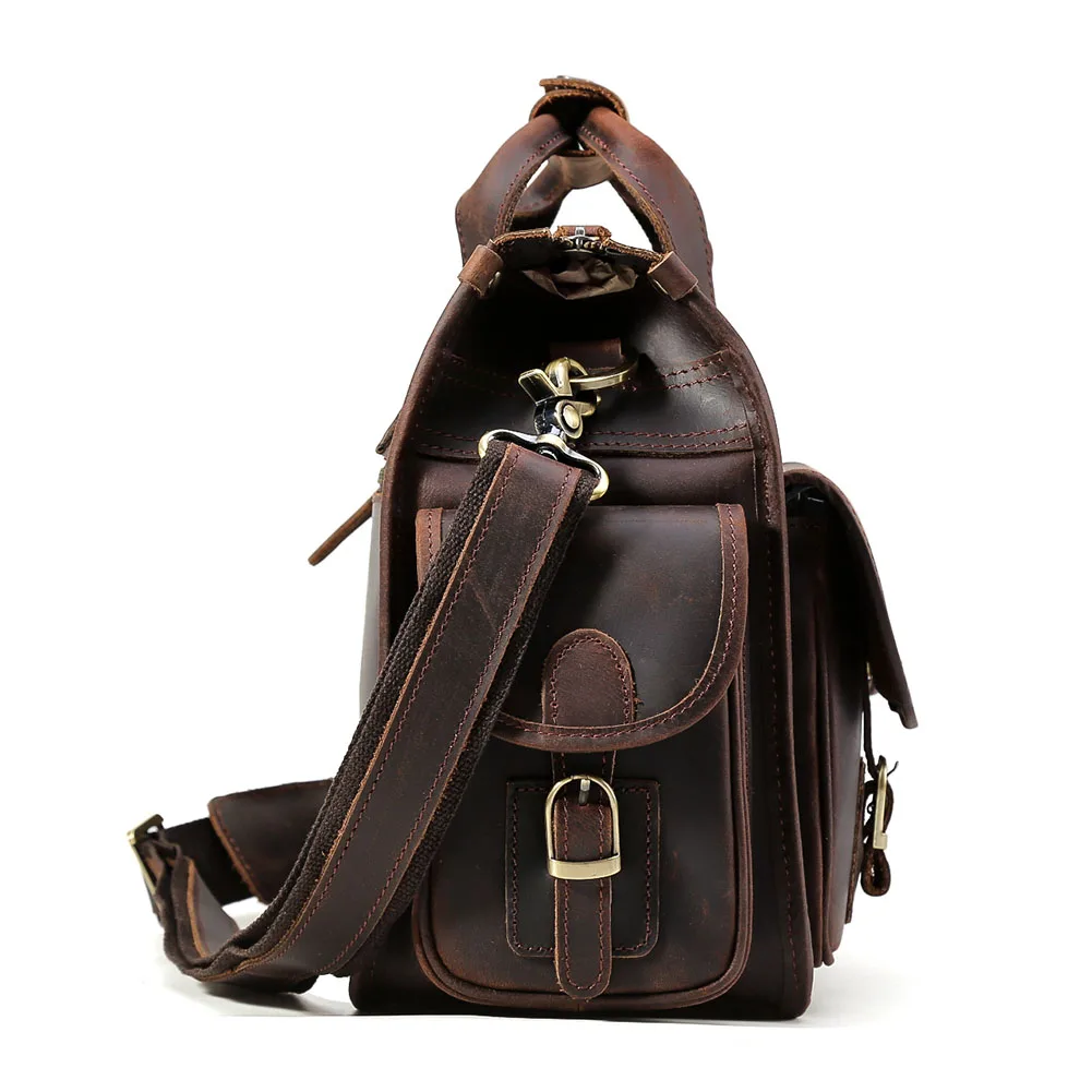 New Design Vintage Style Genuine Leather Briefcase Leather Shoulder Bag Business Sling Bag Briefcase Laptop Messenger Bag