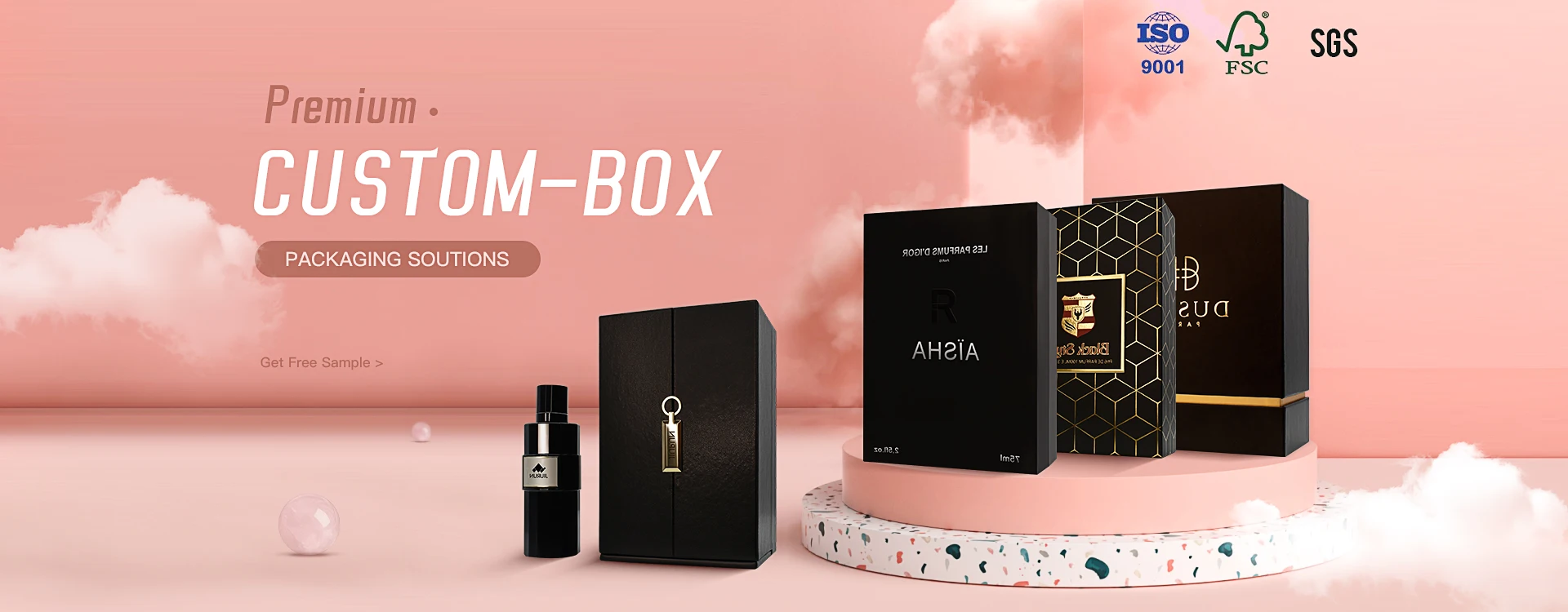 Luxury High End Black Perfume Packaging Box with EVA Perfume Hard Gift Box for 100ml 50ml factory