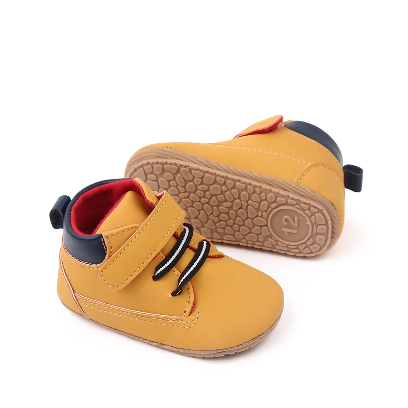 High Quality Hook&loop Design Soft PU Leather Baby Toddler Boys Shoes Prewalker Shoes for Boys manufacture