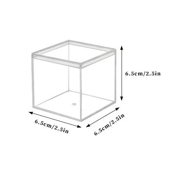 Clear Plastic Square Cube 2.16 inches Small Acrylic Plastic Storage Box with Lids Transparent Clear Square Containers gift box
