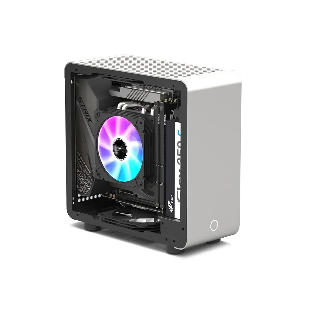 Customized Flex ATX Mini ITX Desktop Aluminium Frame PC Transparent Faceplate Computer Case
