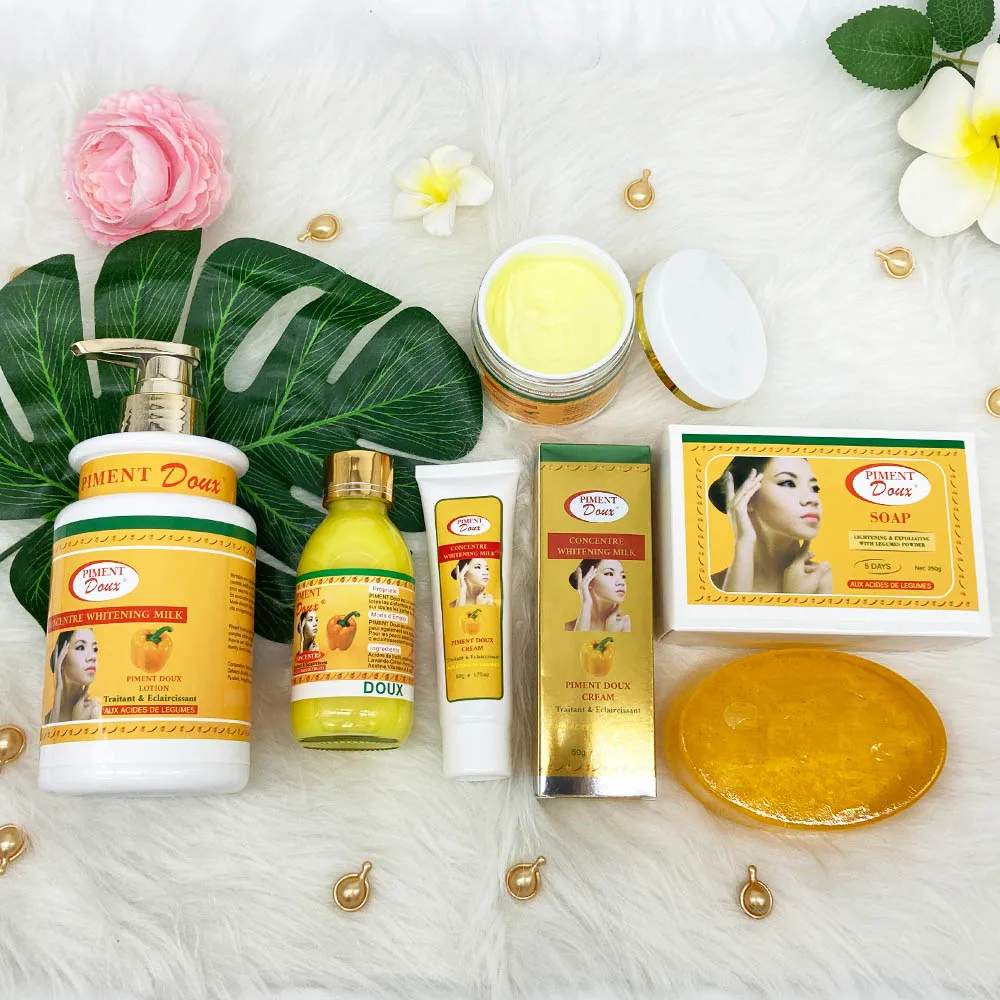 Gamme Éclaircissante Piment Dou - Lait + Sérum + Savon, Anti-Taches Pour Le Teint