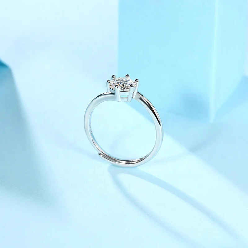 HMOIS costom adjustable crystal ring jewelry women fashion silver 1.0ct moissanite eternity ring