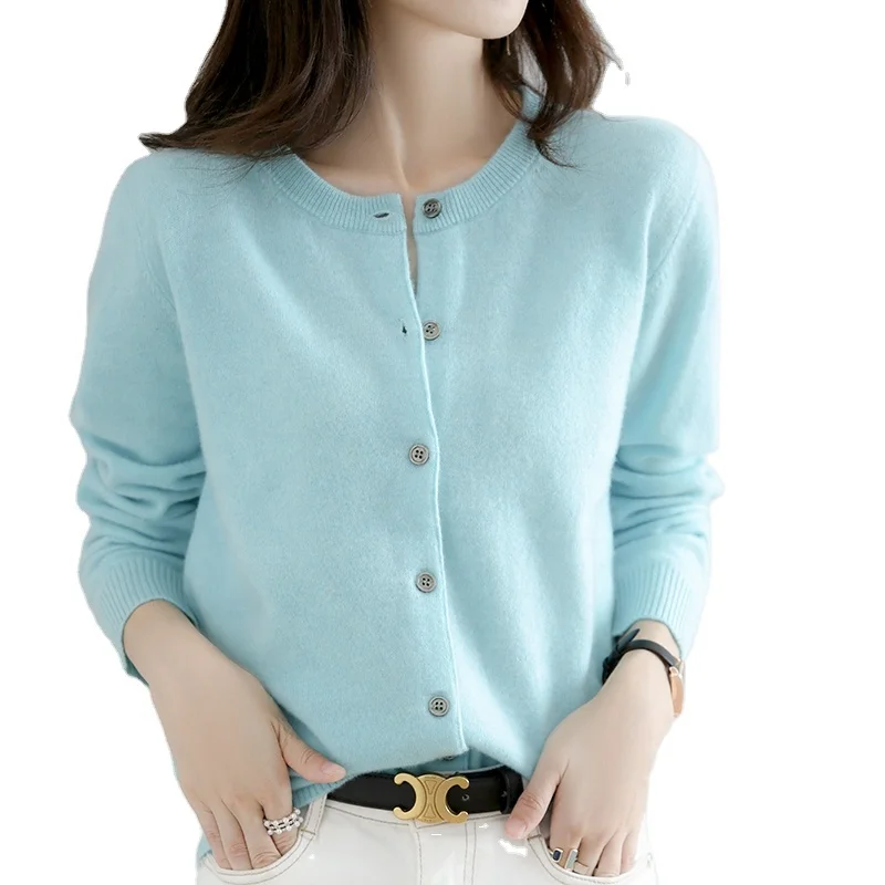 Round neck knitted cardigan girl's top| Alibaba.com