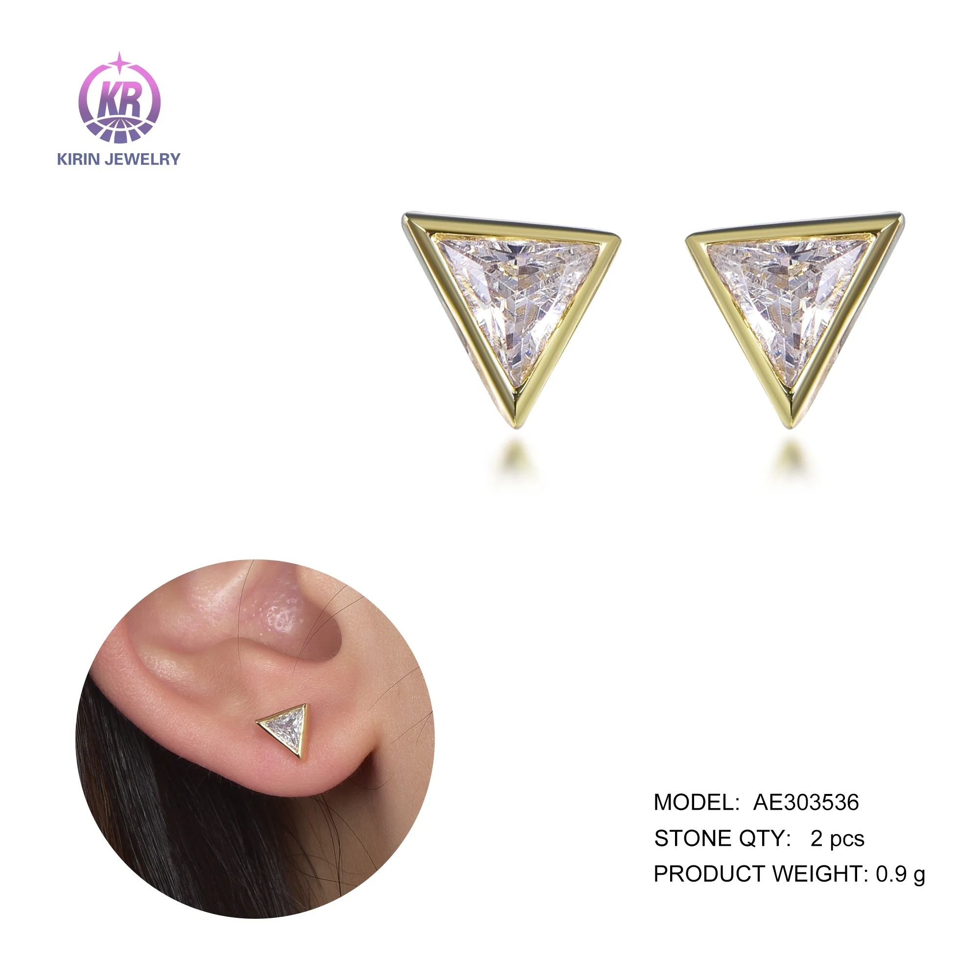 sterling silver earrings 925 triangle earring triangle cz sterling silver stud earring