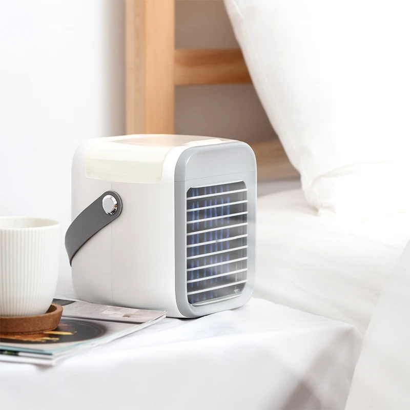 Mini Portable Plastic Battery Powered 3-Speed Water Evaporative Cooler Night Light Low Energy USB Charging Home Hotel Car_voghion.com
