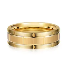 Fashion Men's Jewelry Tungsten Carbide Wedding Bands - Gold Plated Couple Rings for Men & Women