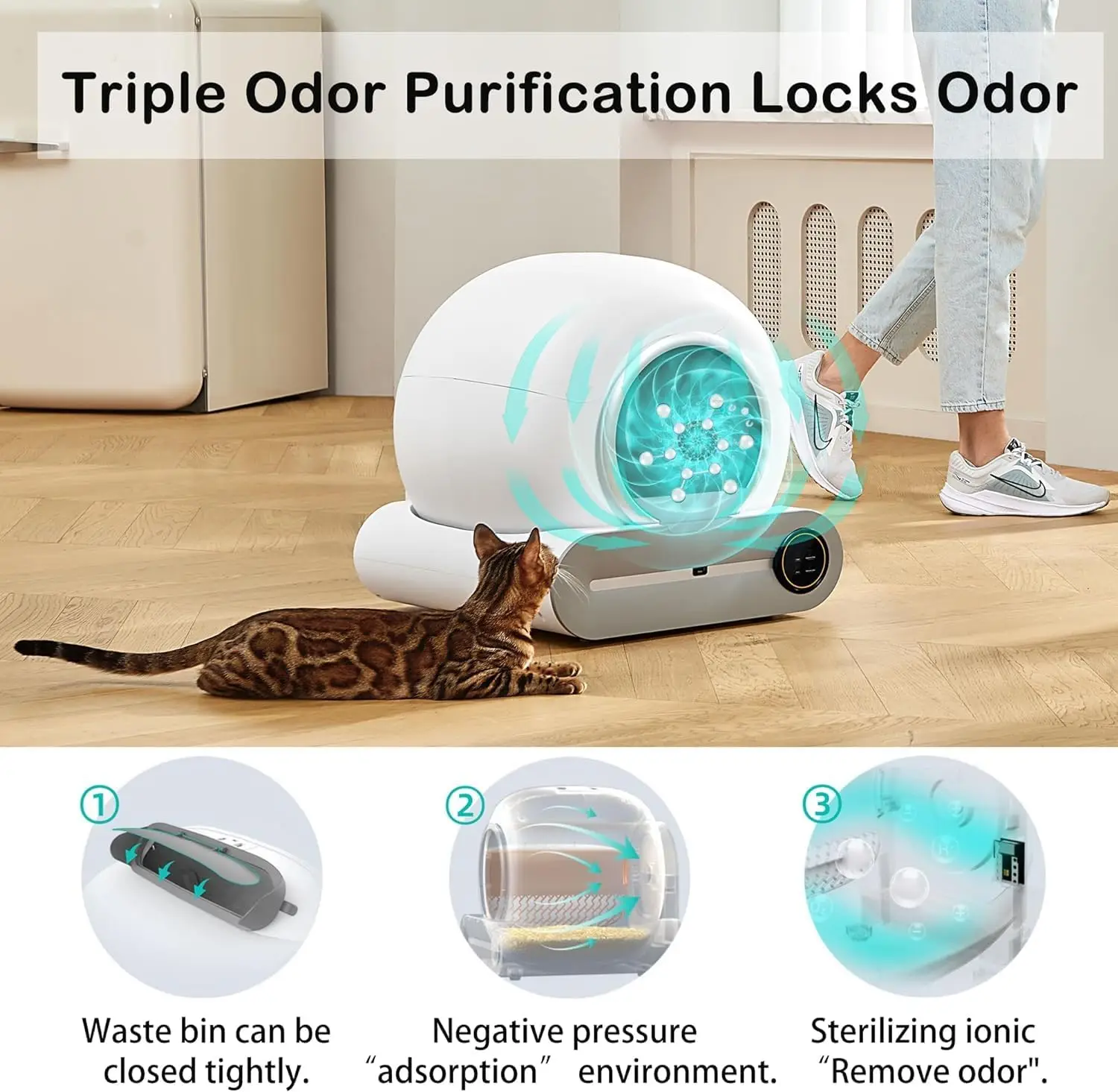 Selfcleaning Cat Litter Box Large Capacity Automatic Cats Toilet Wifi