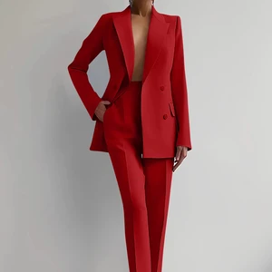 S-2XL Fashion Casual Professional Women's Suit Set Blazer and Pant Suits Office blazer Pants Two Piece Set