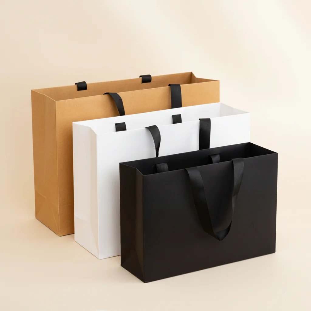 Kraft Paper Jewelry Box Shopping Bag Custom Logo Signature Architectural Studio Crafted Refined Gift Handbag Suite