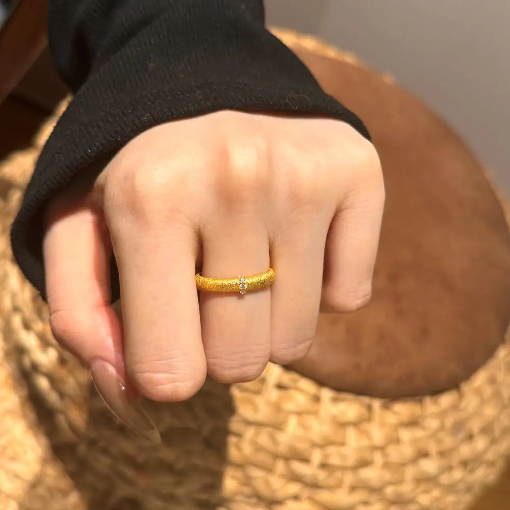 KAKODIY Matte Polished 18K Gold Plated Girls Engagement Ring 925 Sterling Silver Women's Wedding Ring detail 3