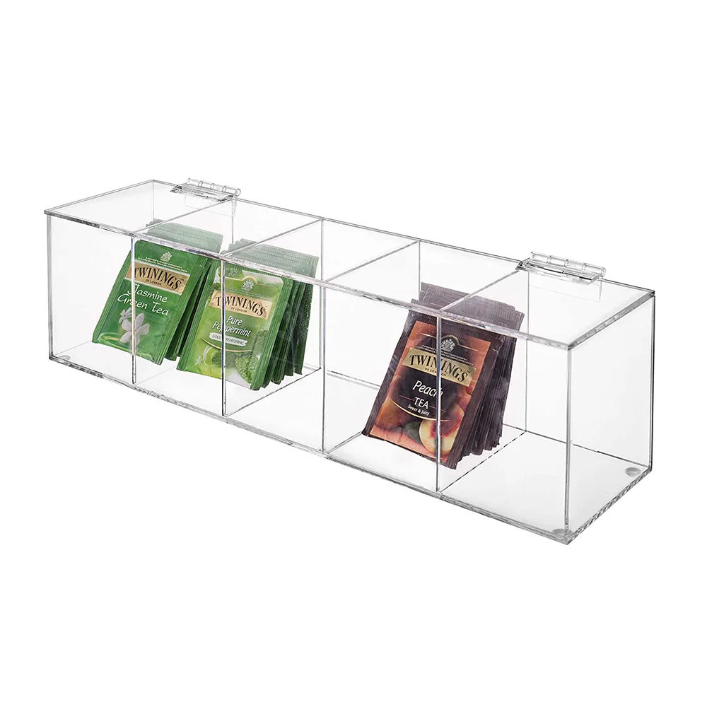 Clear Acrylic Tea Sugar Packet Bag Holder Organizer 5 Compartment Clear ...