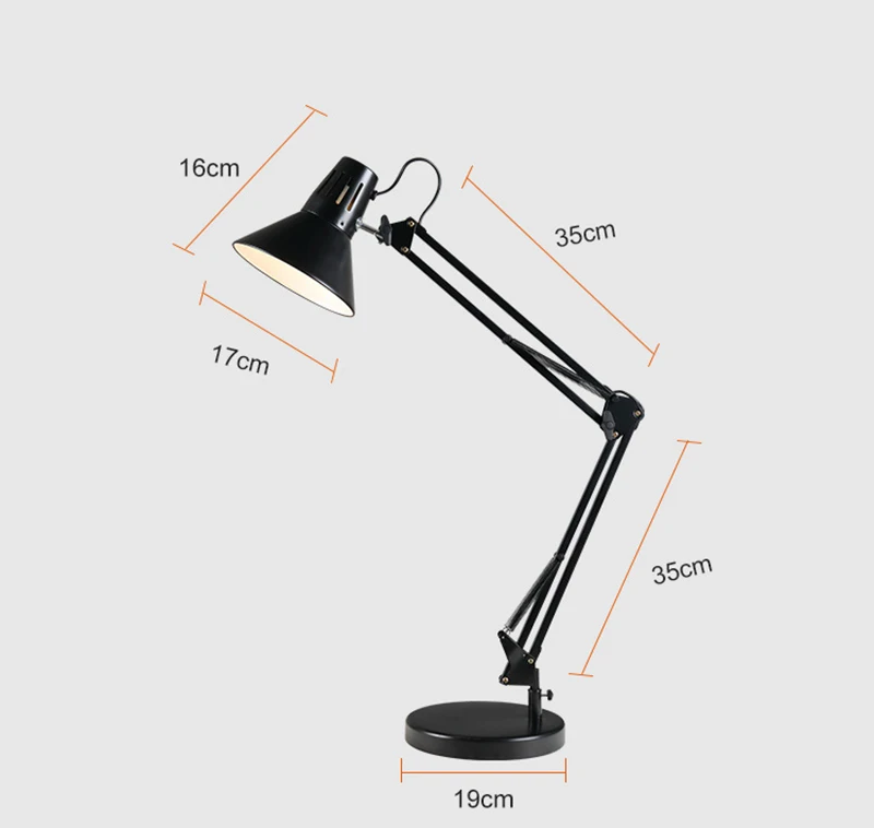 America Style Foldable Metal Swing Arm Table Lamp With Clip Eyecaring Reading Desk Lamp For