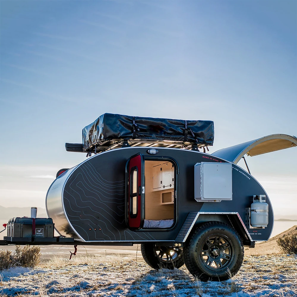 Teardrop Camper Trailer With Tent Pop Outs 2+ Hundred Pop Tent