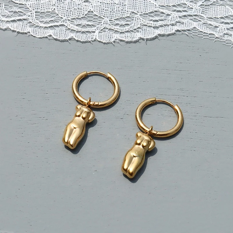 Caimeytie Orecchini pendenti da donna in acciaio inossidabile Orecchini a catena in oro rosa
