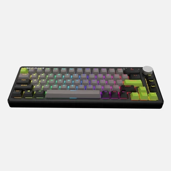 Hot sale 75% green mechanical keyboard with knob gaming keyboards free shipping for computer